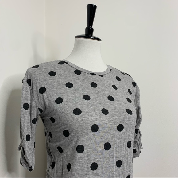 Cat & Jack | Kid’s Grey and Black Polka Dot Tshirt with Sleeve Detail - Picture 2 of 7
